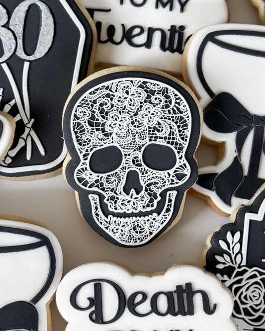 Lace Skull Raised Cookie Stamp/Fondant Debosser & Cutter