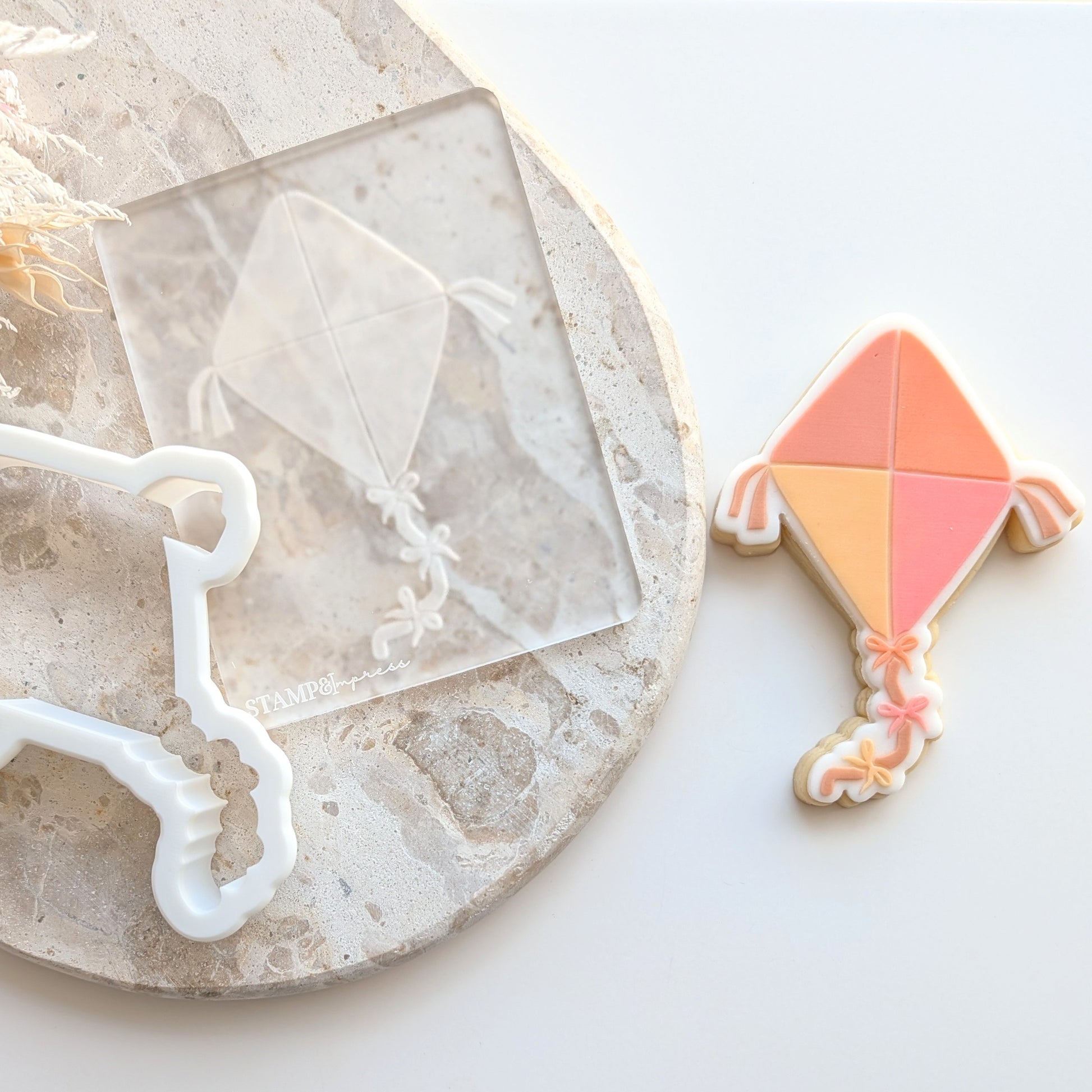 kite with bows cookie stamp cookie cutter fondant kids birthday stampandimpress