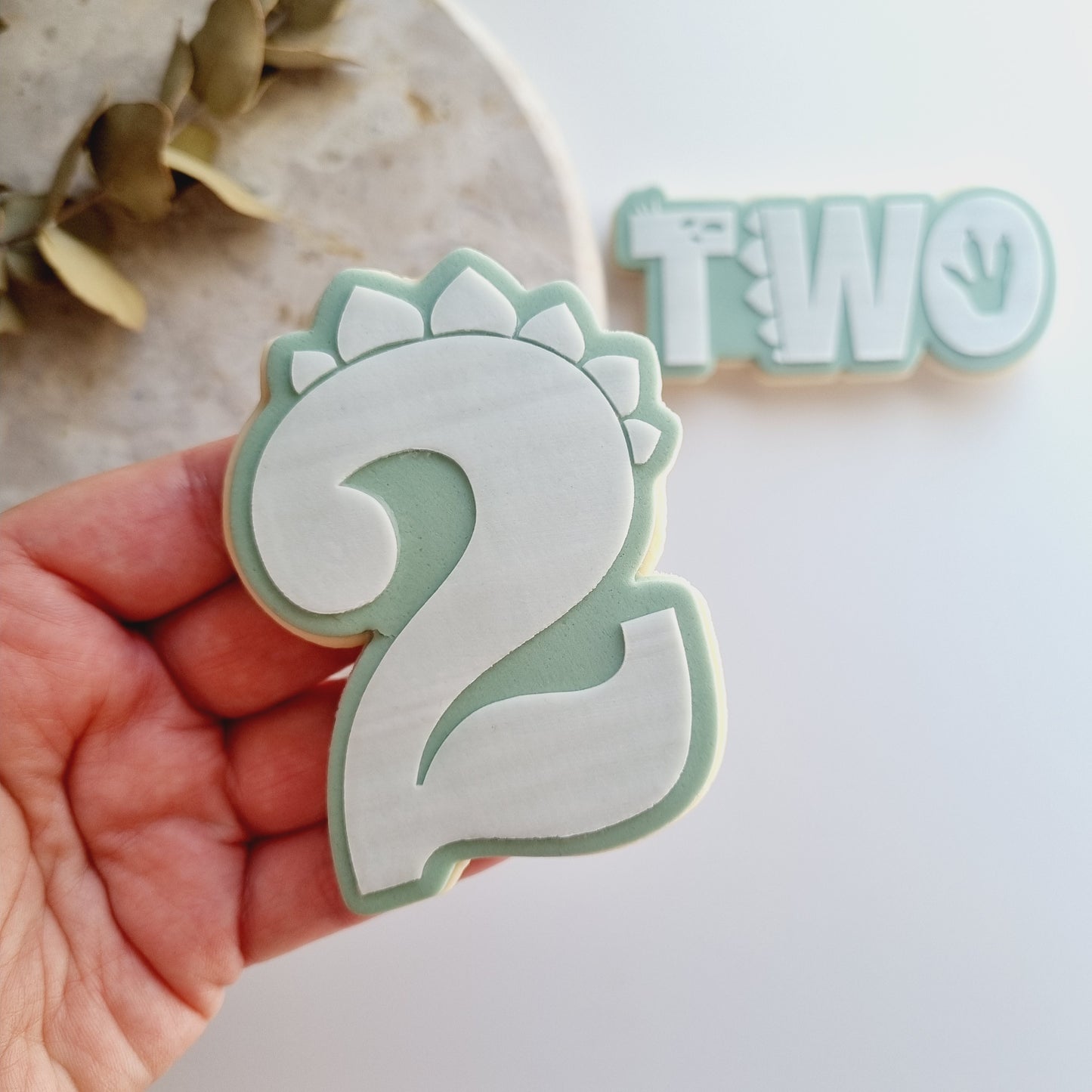 Dinosaur Number 2 Raised Cookie Stamp/Fondant Debosser & Cutter