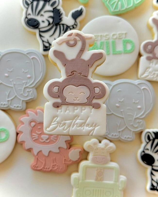 Monkey Plaque Raised Cookie Stamp/Fondant Debosser & Cutter