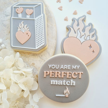 Flame Heart Perfect Match Raised Cookie Stamp/Fondant Debosser & Cutter