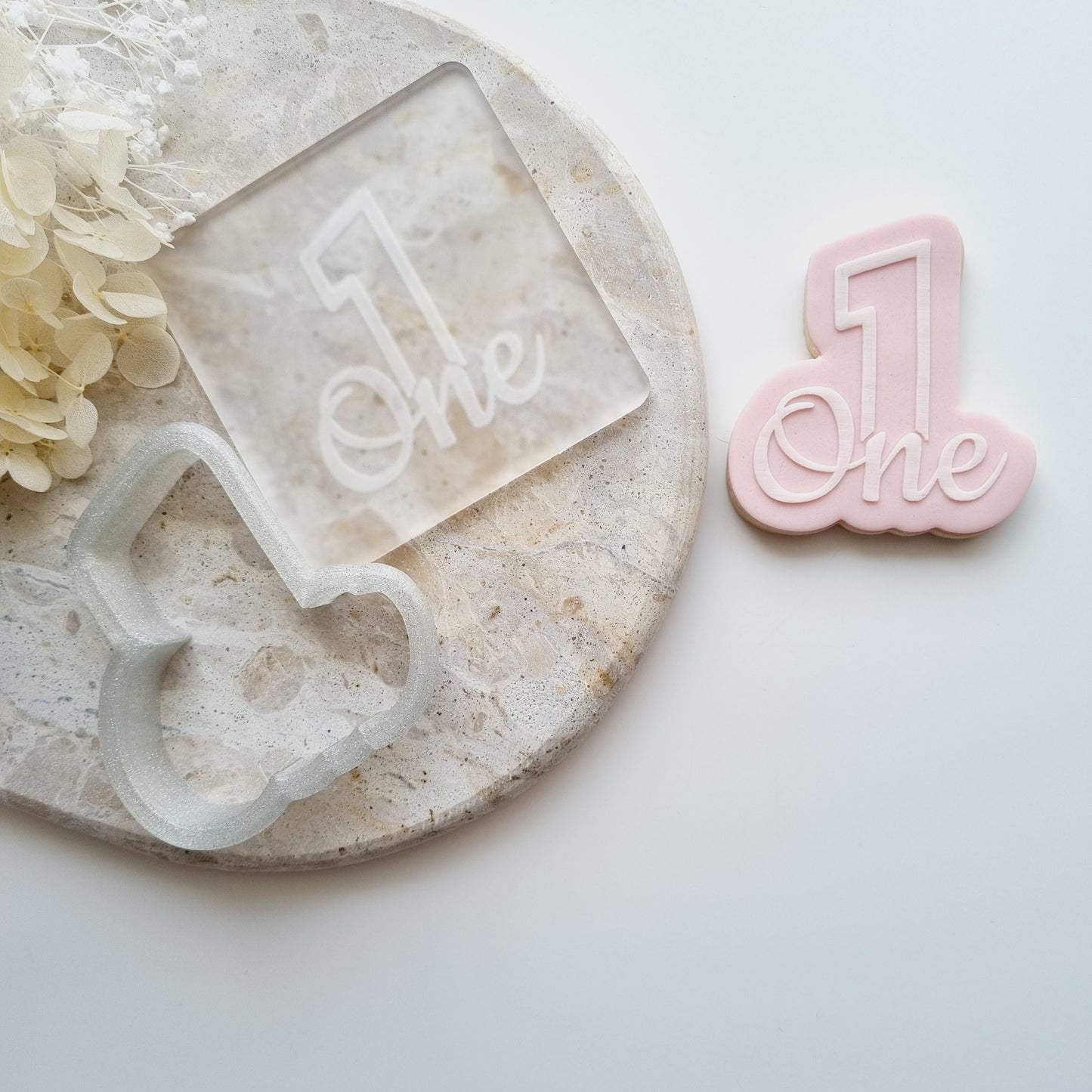 1 Number with One Word Raised Cookie Stamp/Fondant Debosser & Cutter