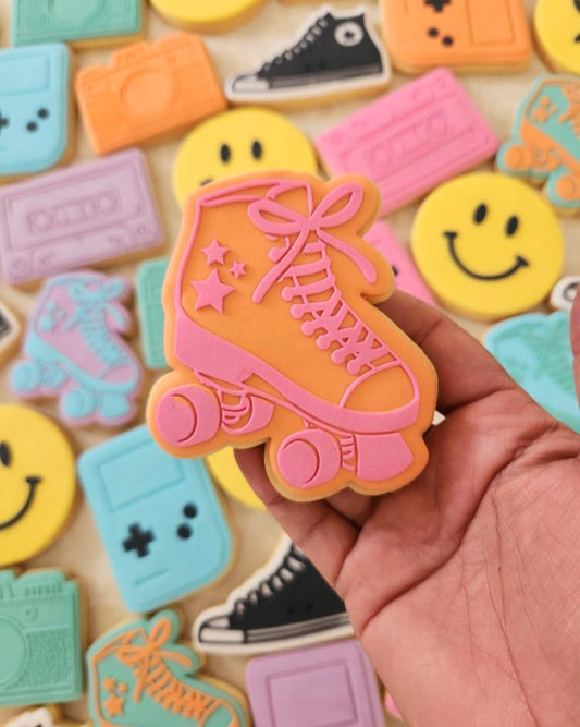 rollerskate skates 80s 90s star cookie stamp cookie cutter stampandimpress