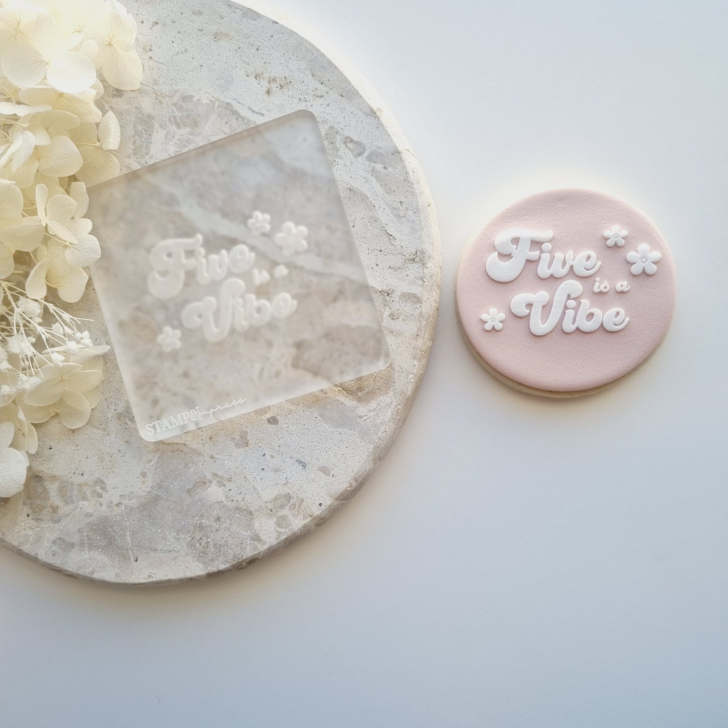 Five is a Vibe Raised Cookie Stamp/Fondant Debosser