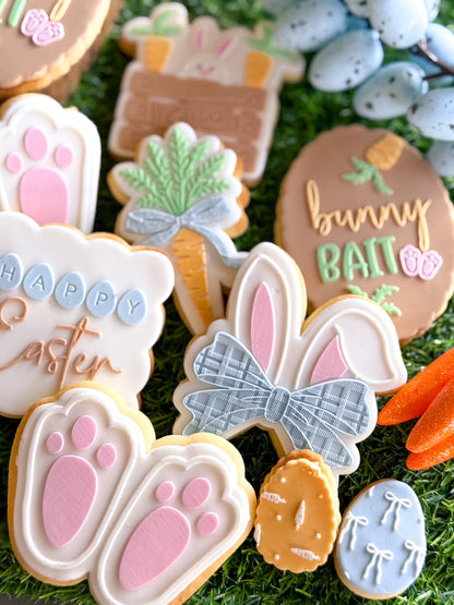 easter bunny bow ears tartan texture rabbit ears fondant cookie stamp debosser stampandimpress