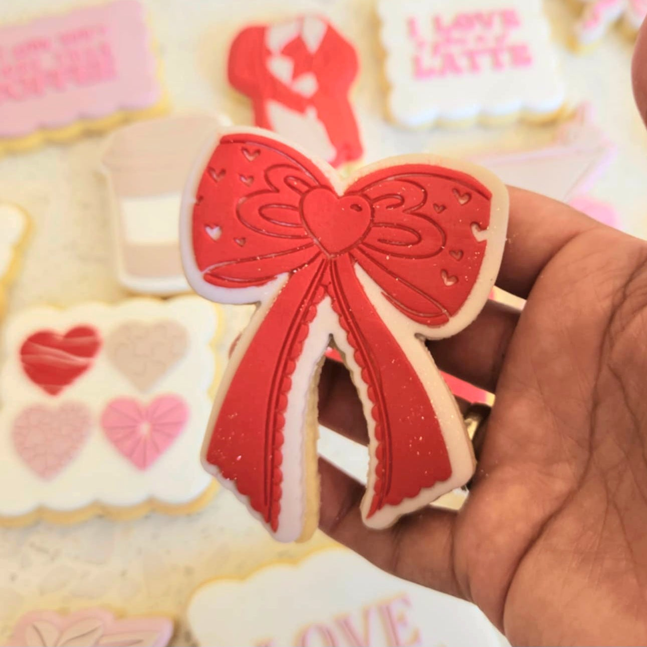 Heart Bow Raised Cookie Stamp/Fondant Debosser & Cutter