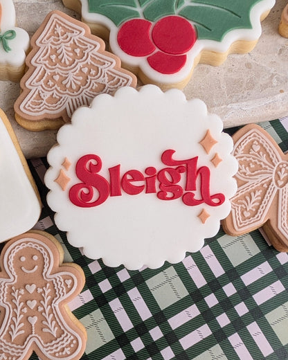 Sleigh Word Raised Cookie Stamp/Debosser