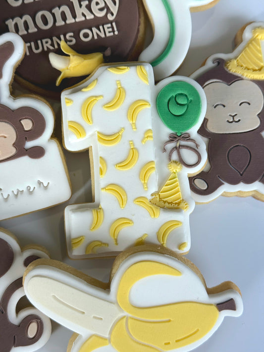 Number 1 with Balloon & Party Hat Raised Cookie Stamp/Fondant Debosser & Cutter