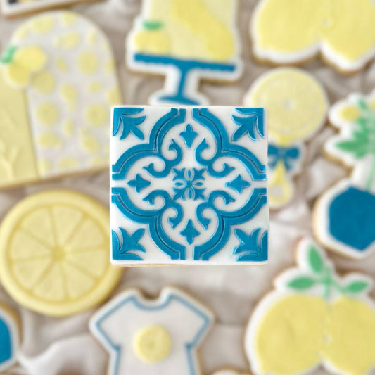 Mediterranean Tile Raised Cookie Stamp/Fondant Debosser