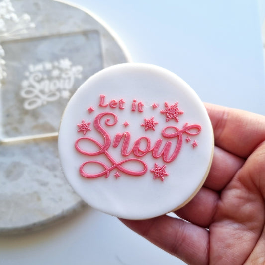 let it snow snowman christmas cookie stamp cookie cutter stampandimpress fondant debosser