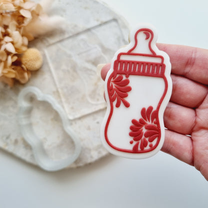 cielito lindo baby bottle pattern floral baby shower cookie stamp cookie cutter stampandimpress