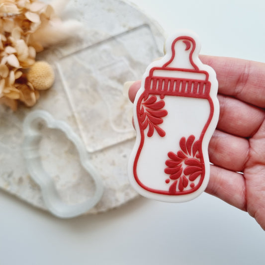 cielito lindo baby bottle pattern floral baby shower cookie stamp cookie cutter stampandimpress