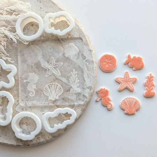 Mini Sea Theme Raised Cookie Stamp/Fondant Debosser & Cutters