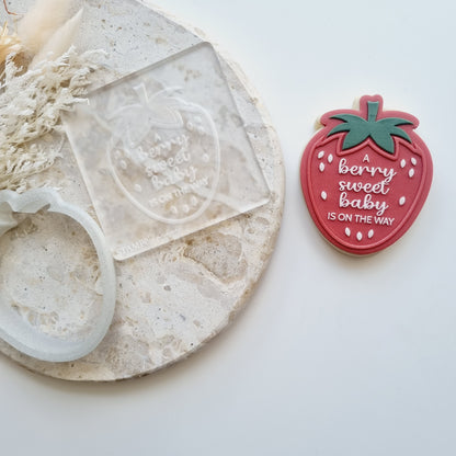 A Berry Sweet Baby is on the Way Raised Cookie Stamp/Fondant Debosser & Cutter