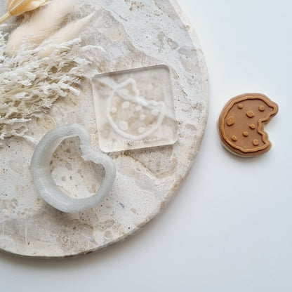 Mini Cookie with Bite Mark Raised Cookie Stamp/Fondant Debosser & Cutter