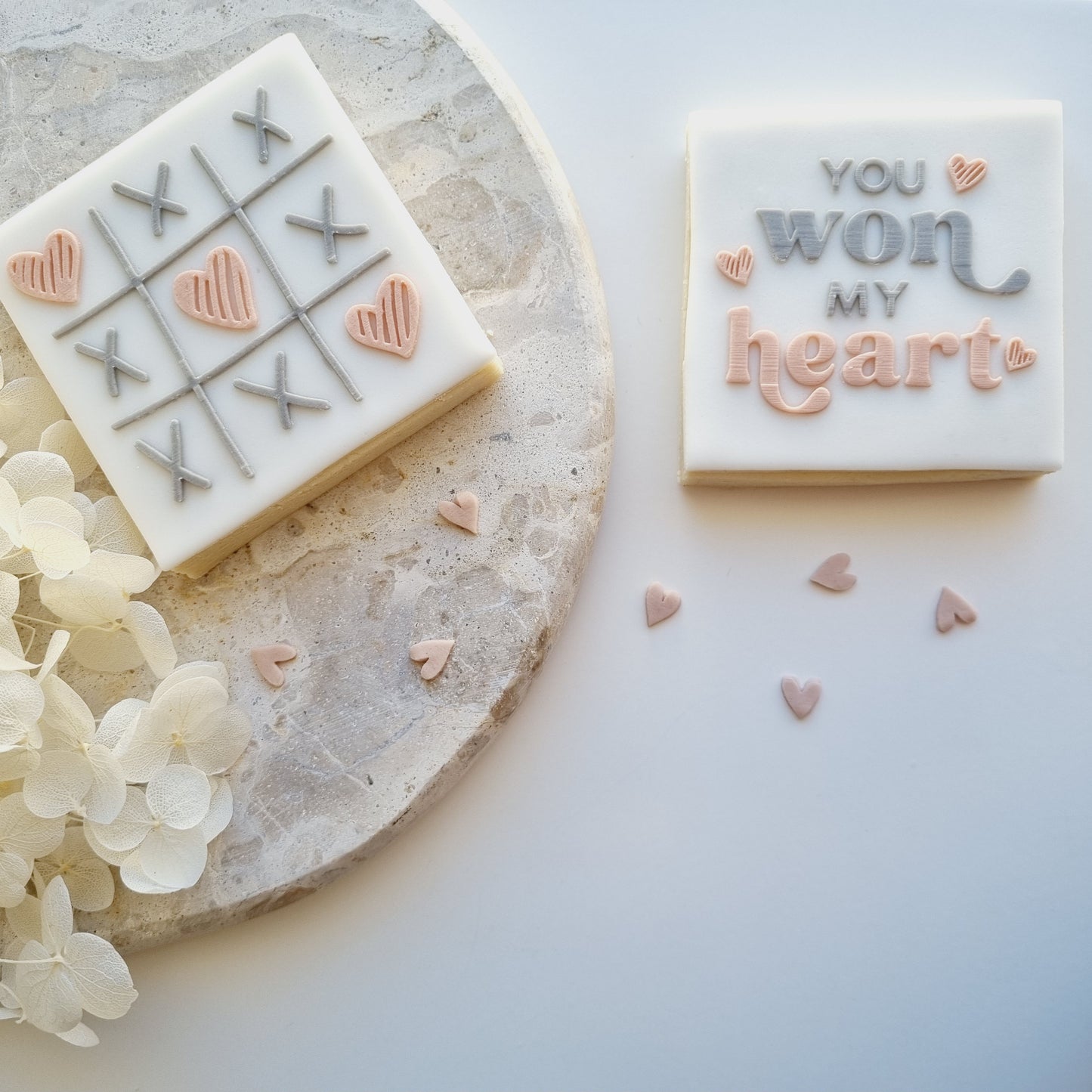 Hearts and Crosses Raised Cookie Stamp/Fondant Debosser