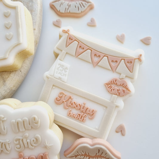 Kissing Booth Raised Cookie Stamp/Fondant Debosser & Cutter