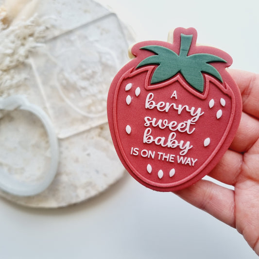 A Berry Sweet Baby is on the Way Raised Cookie Stamp/Fondant Debosser & Cutter