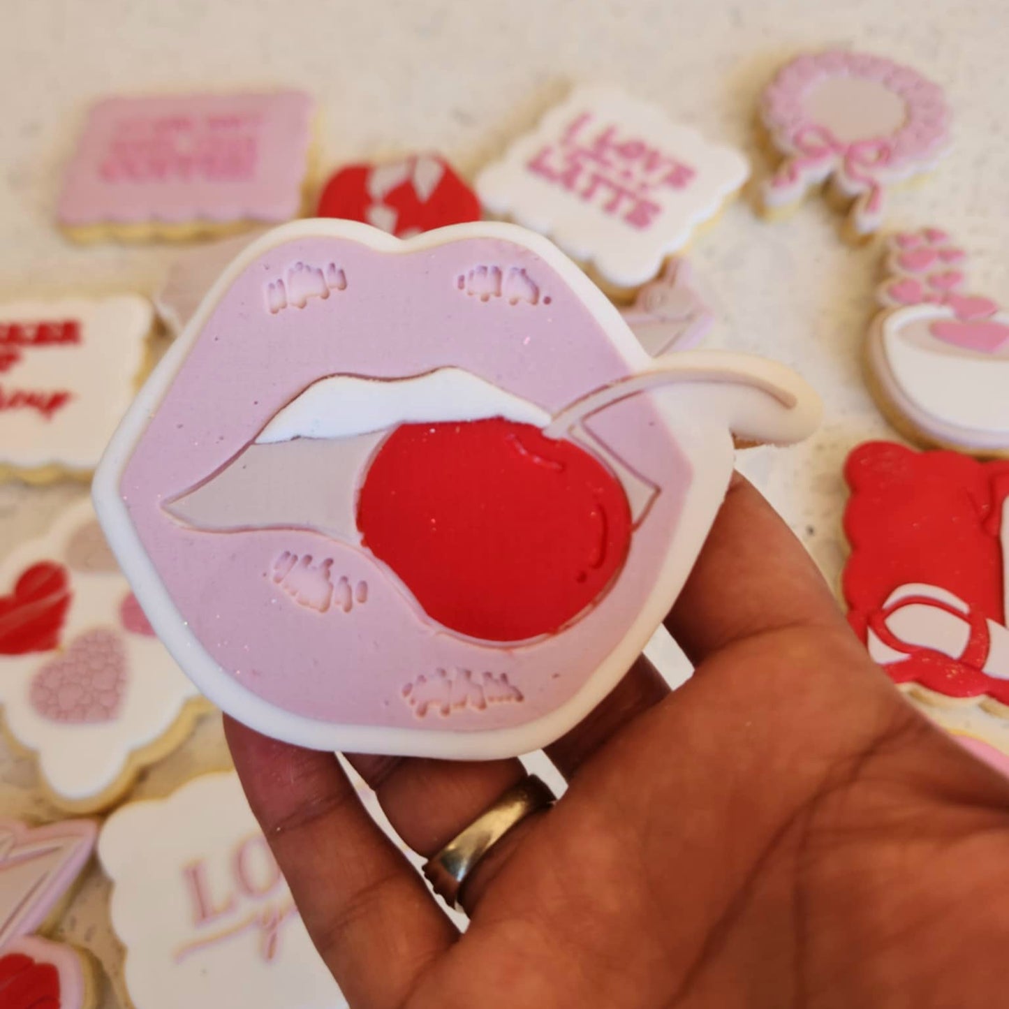 kiss lips cherry valentines day sexy mouth cookie stamp cookie cutter stampandimpess