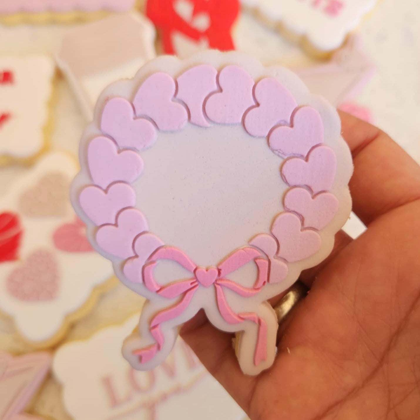 Heart Wreath Raised Cookie Stamp/Fondant Debosser & Cutter