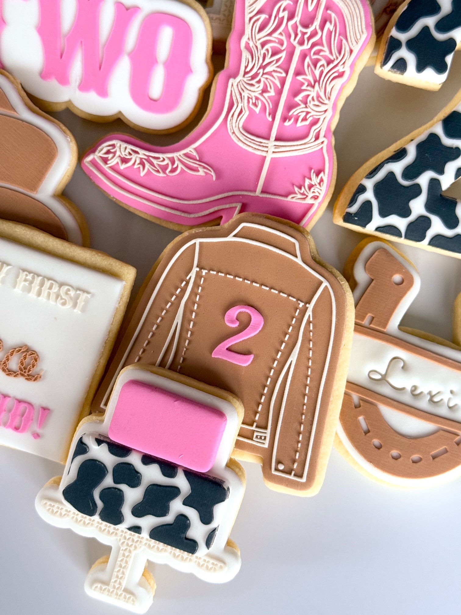 this ain't my first rodeo, it's my second cowboy hat cowboy boot cowgirl denim jacket horseshoe cow print cactus mini cowboy two cookie stamp cookie cutter stampandimpress