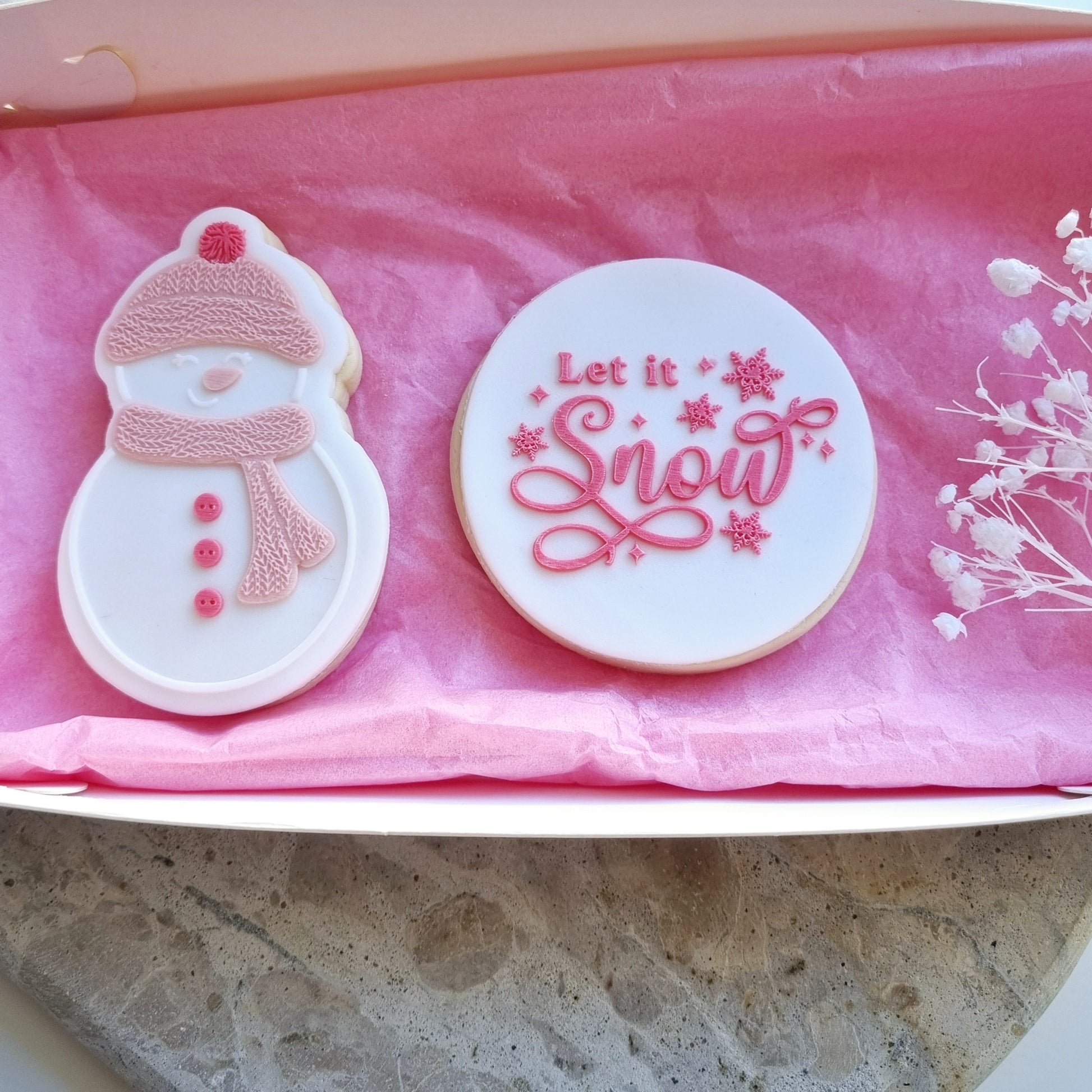 let it snow snowman snow man cookie stamp cookie cutter stampandimpress fondant debosser