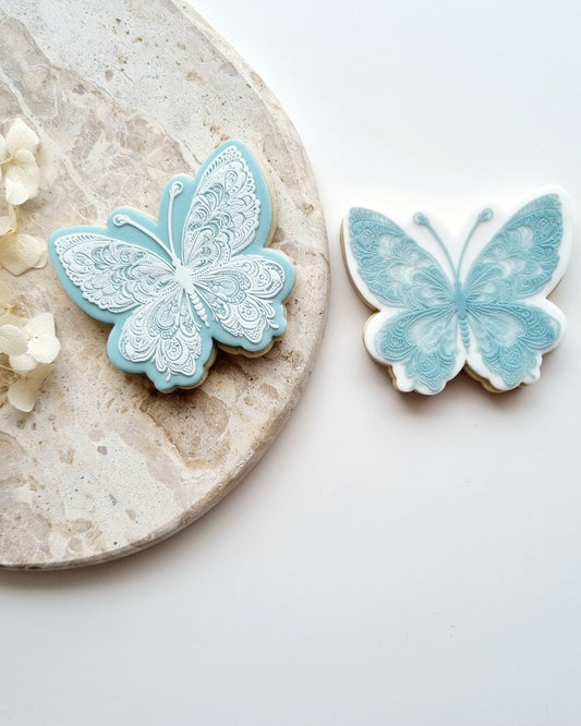 Lace Butterfly Raised Cookie Stamp/Fondant Debosser & Cutter