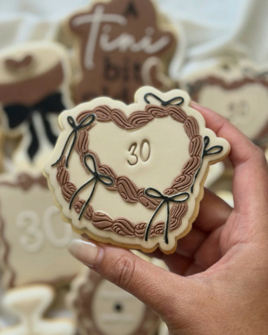 Heart Cake with Bows Raised Cookie Stamp/Fondant Debosser & Cutter