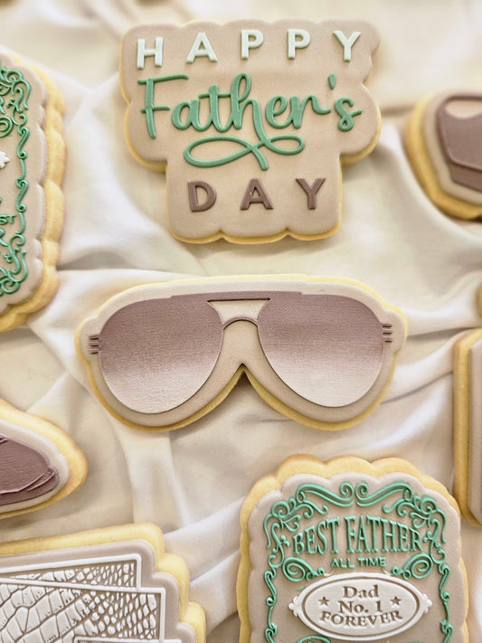 sunglasses glases happy fathers day dad wallet shoes jacket classy suave boujee cookie stamp cookie cutter stampandimpress