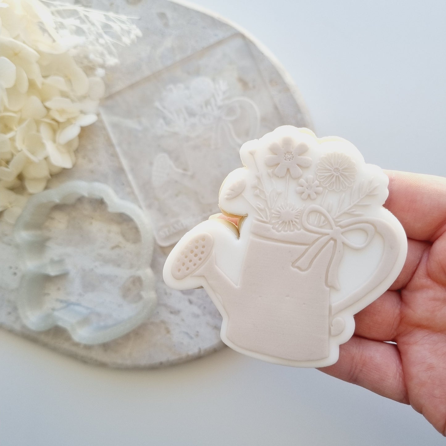 Floral Watering Can Cookie Stamp/Fondant Debosser & Cutter