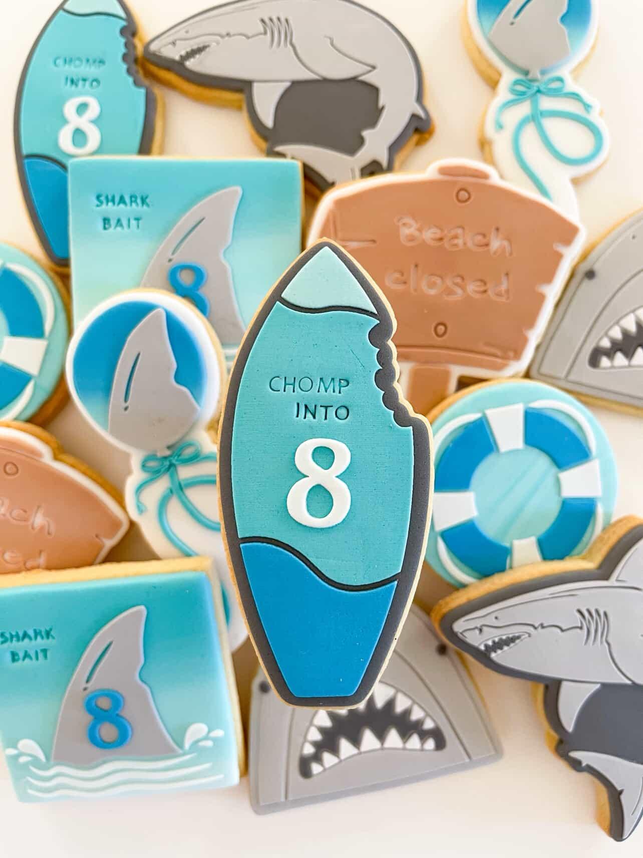 Surfboard with Bite Mark Raised Cookie Stamp/Fondant Debosser & Cutter