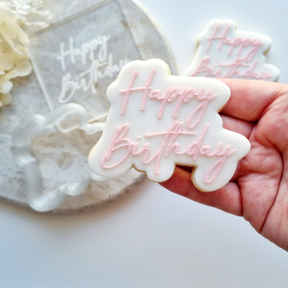 Happy birthday cookie stamp cookie cutter Fondant debosser stampandimpress candles cake