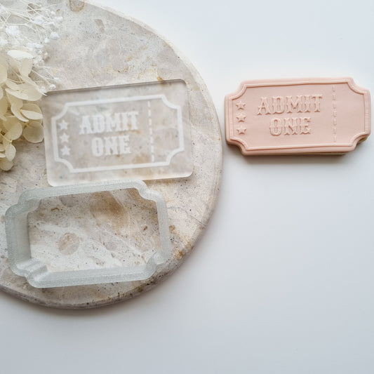 Admit One Ticket Raised Cookie Stamp/Fondant Debosser & Cutter