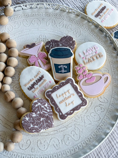 Frame with Coffee Beans - Happy Mother's Day Raised Cookie Stamp/Fondant Debosser & Cutter