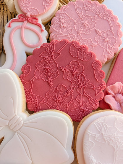 Hibiscus Pattern Raised Cookie Stamp/Fondant Debosser