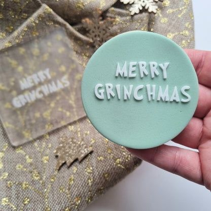 Merry Grinchmas Words Raised Cookie Stamp/Fondant Debosser