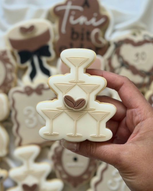 Martini Glass Stack Raised Cookie Stamp/Fondant Debosser & Cutter