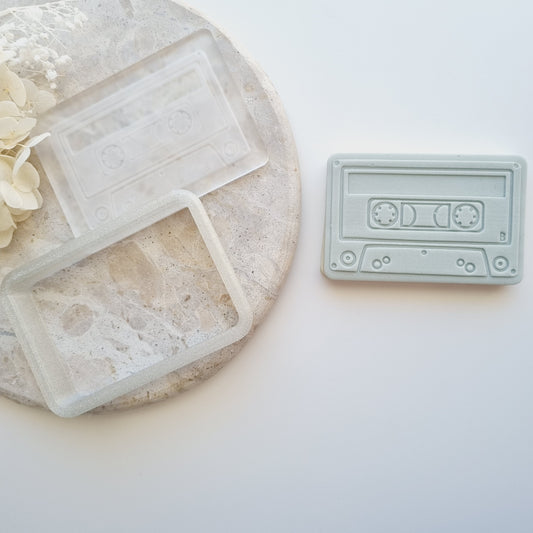 Blank Cassette Tape Raised Cookie Stamp/Fondant Debosser & Cutter