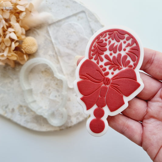 cielito lindo rattle with bow pattern floral baby shower cookie stamp cookie cutter stampandimpress
