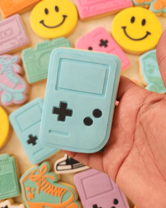 gameboy 80s 90s theme gaming cookie stamp cookie cutter stampandimpress