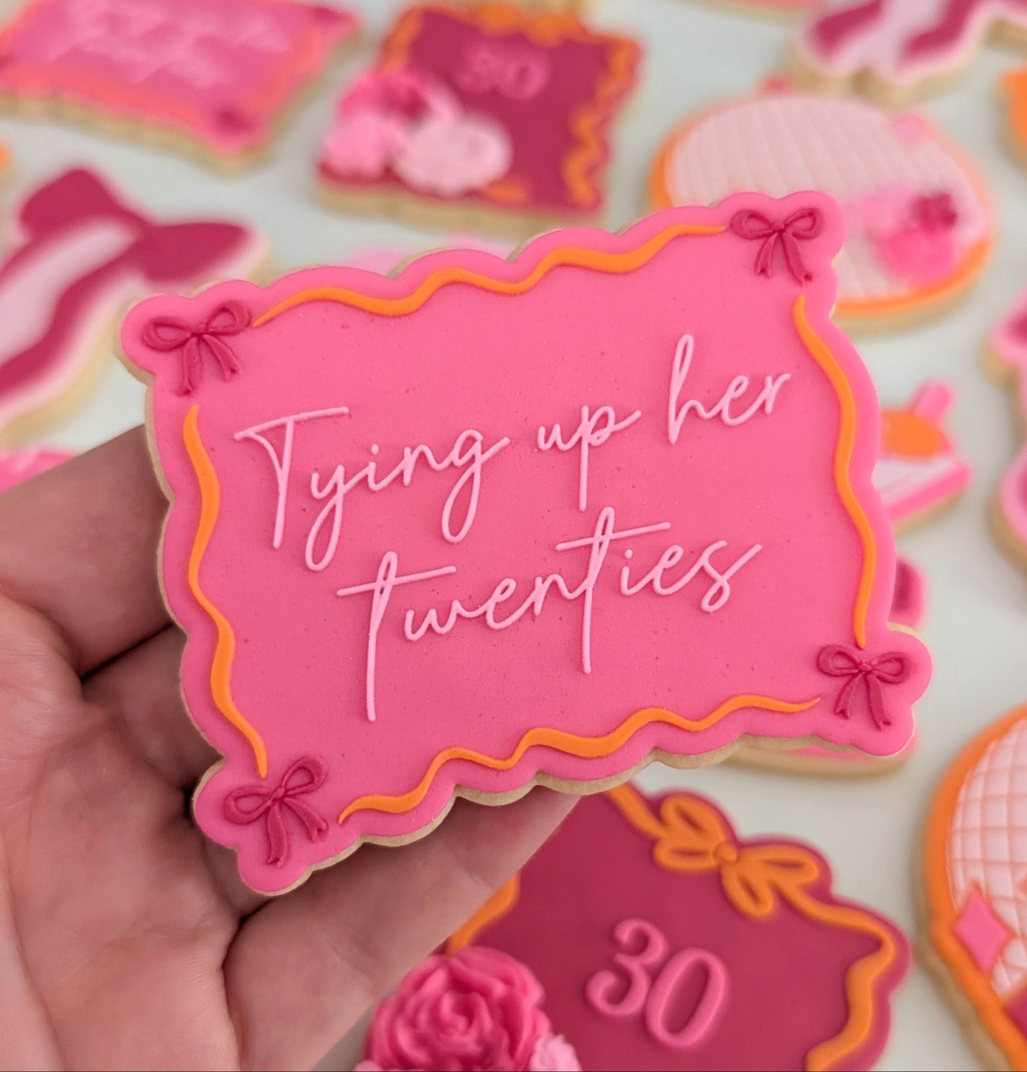 Tying up her 20's Raised Cookie Stamp/Fondant Debosser & Cutter