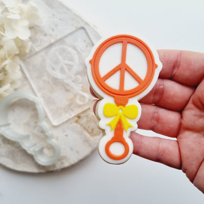 peace sign rattle baby shower groovy cookie stamp cookie cutter stampandimpress