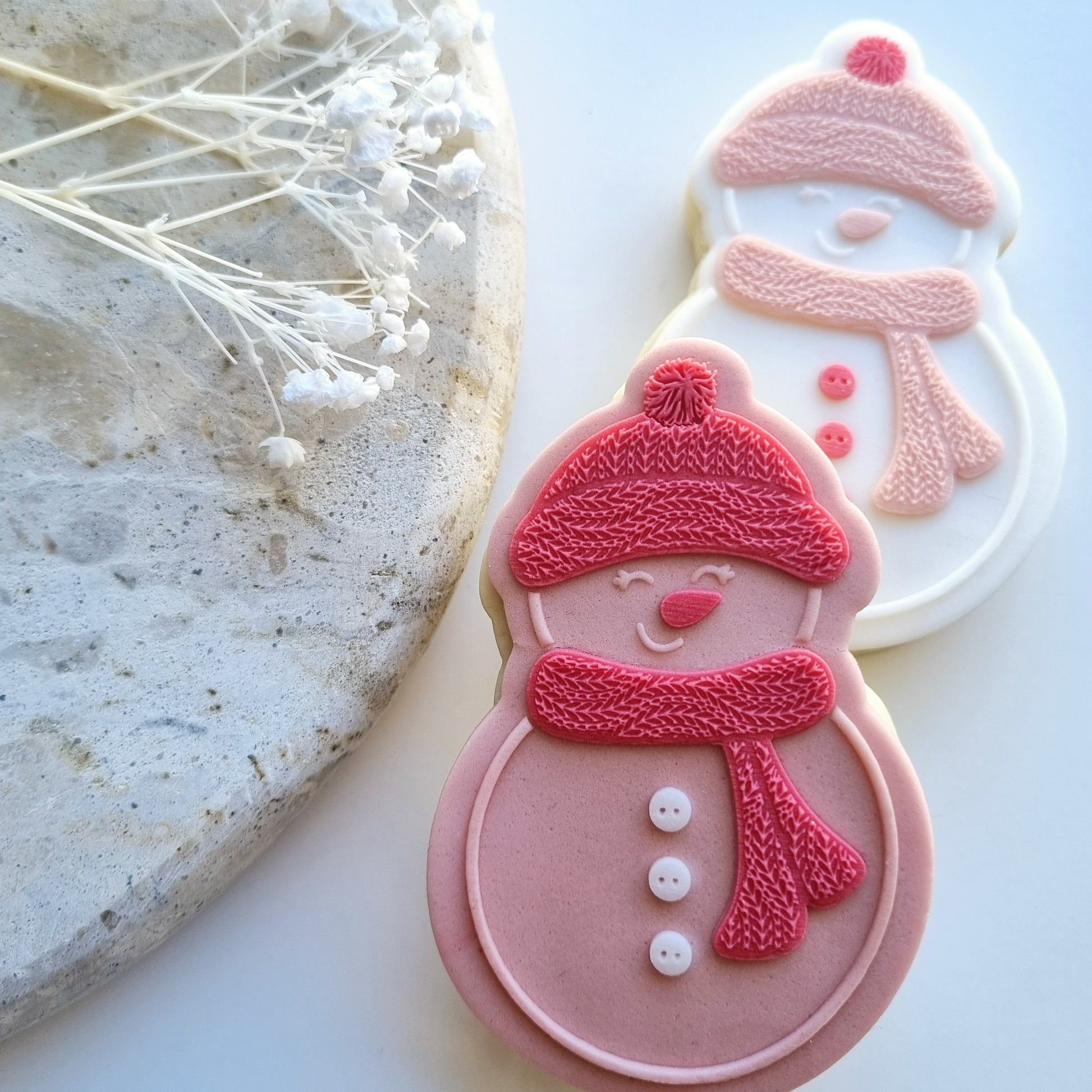 snow man snowman scarf beanie christmas cookie stamp cookie cutter stampandimpress fondant debosser winter let it snow