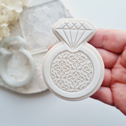 mediterranean diamond ring engagement amalfi pattern positano wedding stampandimpress cookie stamp cookie cutter