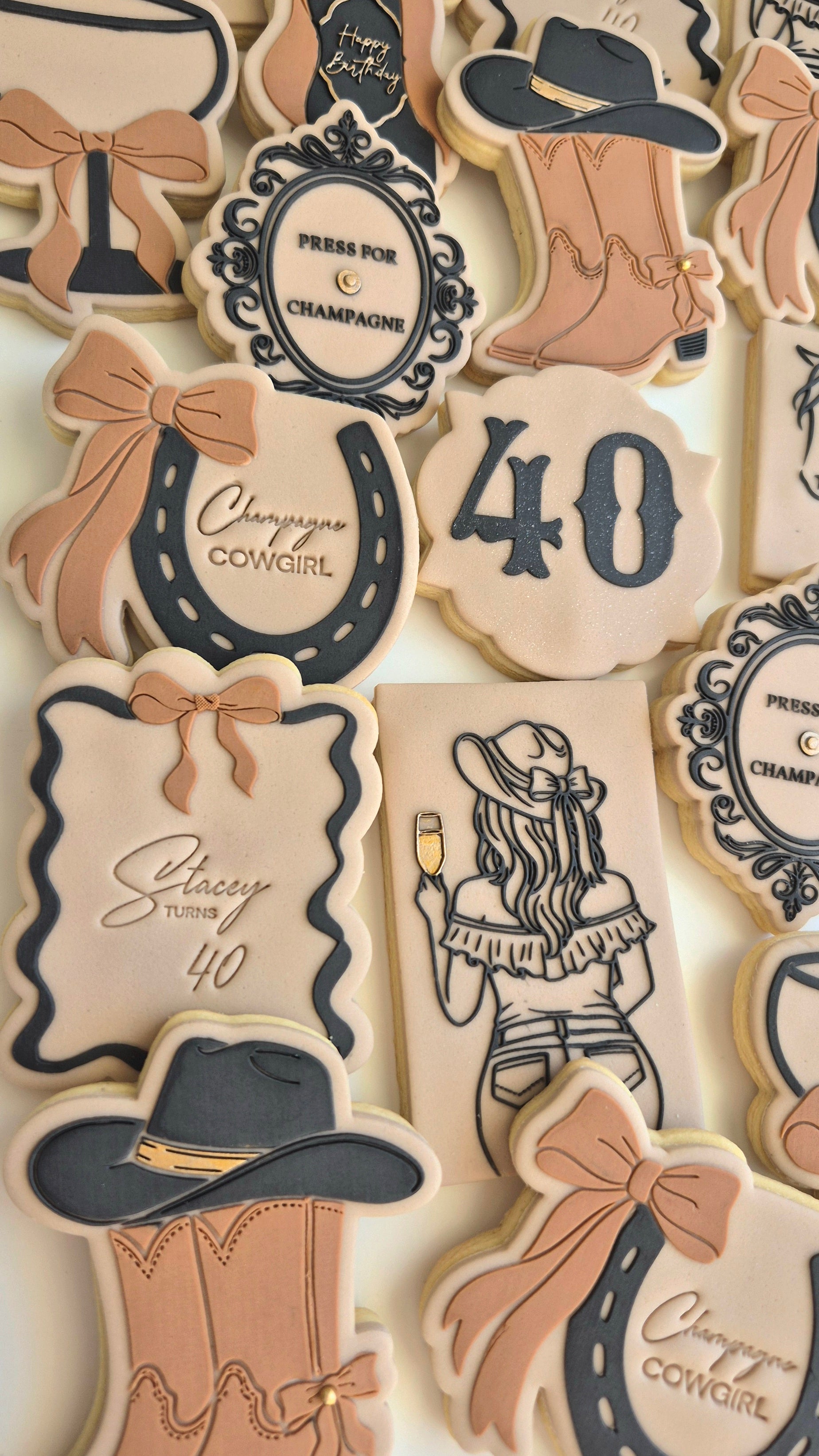 champagne cowgirl cowboy boots with hat cowboy hat cowboy boots with bow 40 forty press for champagne horseshoe with bow champagne bottle cocktail glass with bow horse head rodeo hens bride to be bow border cookie stamps cookie cutters stampandimpress