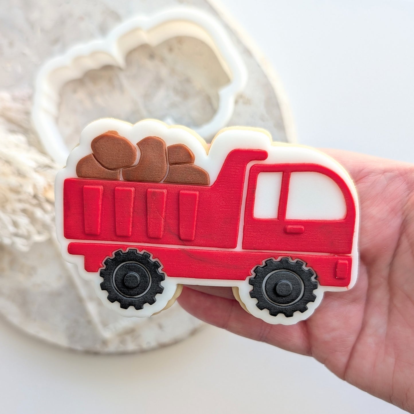 dump truck construction rocks cookie stamp cookie cutter fondant stampandimpress 