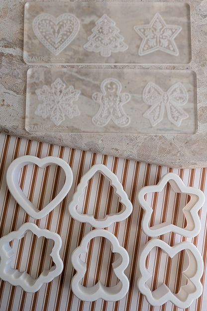 Mini Gingerbread Pattern Set Raised Cookie Stamp/Fondant Debosser & Cutters