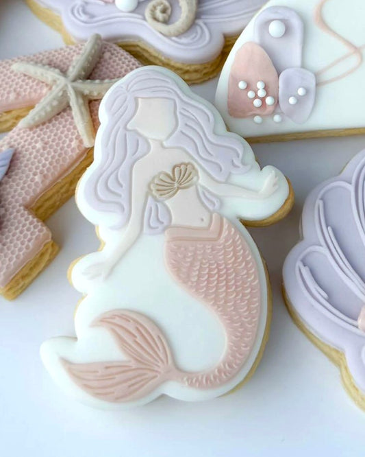 Mermaid Raised Cookie Stamp/Fondant Debosser & Cutter