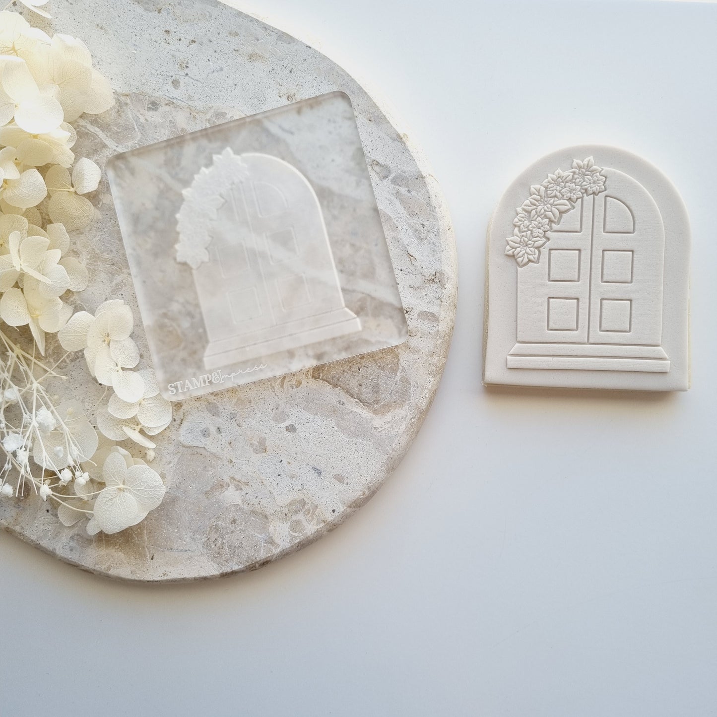 Greek Door with Bougainvillea Flowers Raised Cookie Stamp/Fondant Debosser