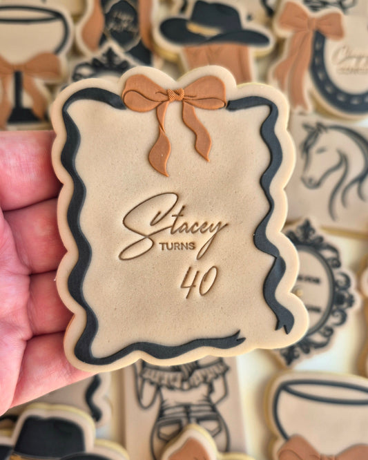 wavy bow border way bow frame matching bow cookie stamp cookie cutter stampandimpress